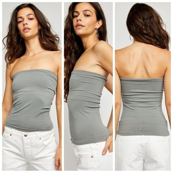 NWT|Free People Carrie Grey Tube Top, M/L - Picture 1 of 6